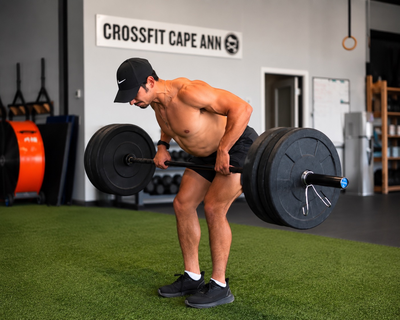Athlete training with a barbell